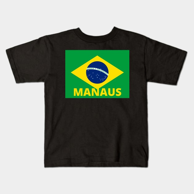 Manaus City in Brazilian Flag Kids T-Shirt by aybe7elf